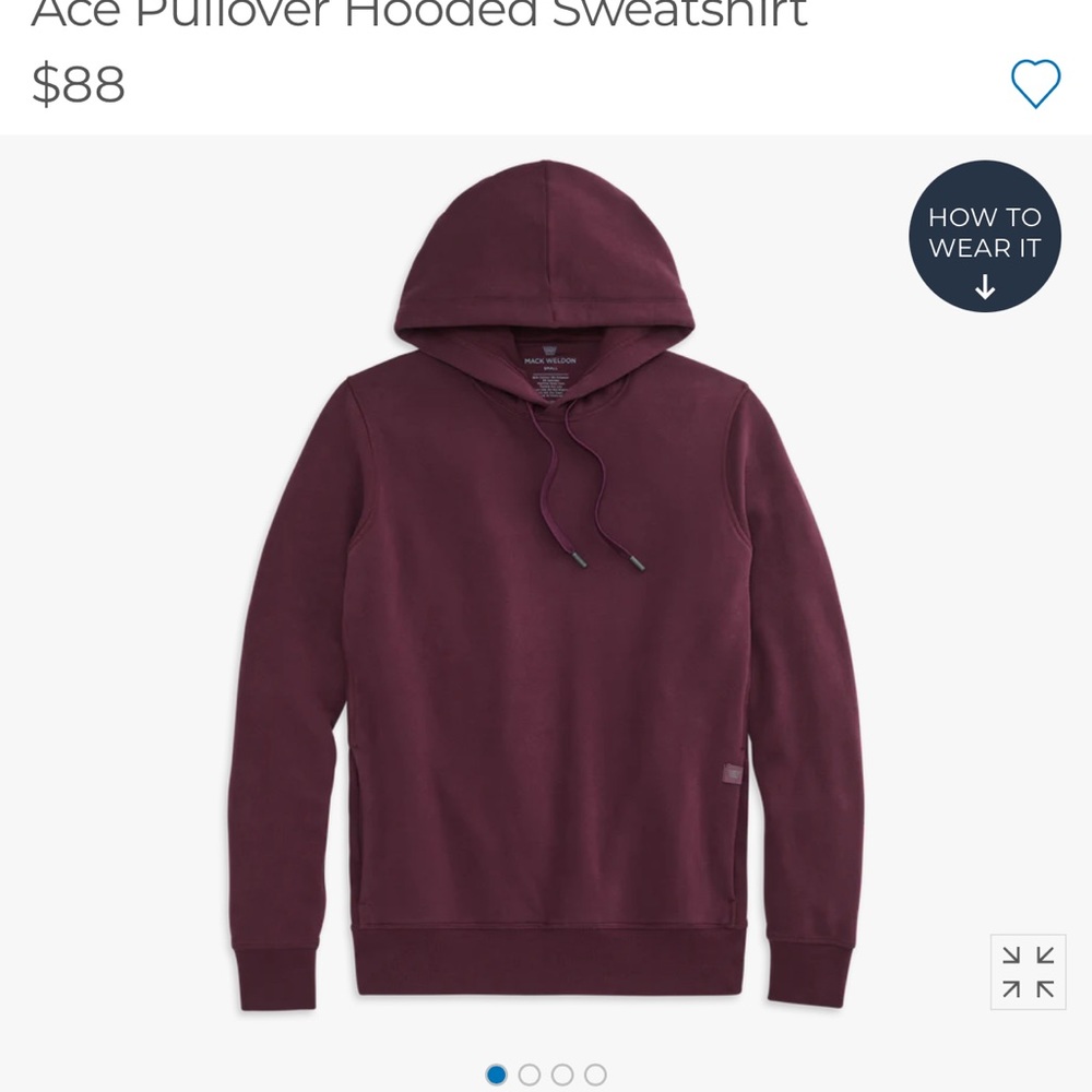 Mack Weldon Maroon Hoodie - Size Small